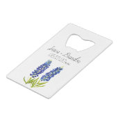 Bluebonnets Waterverf Blauw Bloemen Bloemen Bruilo Kredietkaart Flessenopener (Voorkant Gekanteld)