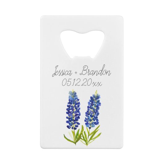 Bluebonnets Waterverf Blauw Bloemen Bloemen Bruilo Kredietkaart Flessenopener (Achterkant)