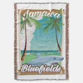 Bluefields, Jamaica strandvakantie poster. Deken (Voorkant Verticaal)