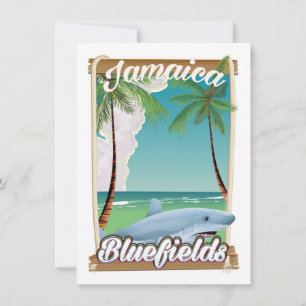 Bluefields, Jamaica strandvakantie poster. Kaart