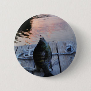Bluegill in sunset Lake Arrowiad Ronde Button 5,7 Cm