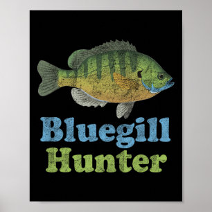 Bluegill Jager T-shirt Grappig Vissen Visser Poster