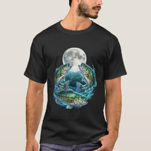 Bluegill Visser Huilende Maan Design Vintage T-shirt