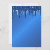 BlueGlitter Silver dripping Birthday Uitnodiging (Achterkant)