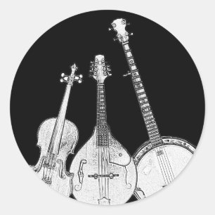Bluegrass Band B&W Ronde Sticker