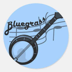 Bluegrass muziek met banjo ronde sticker