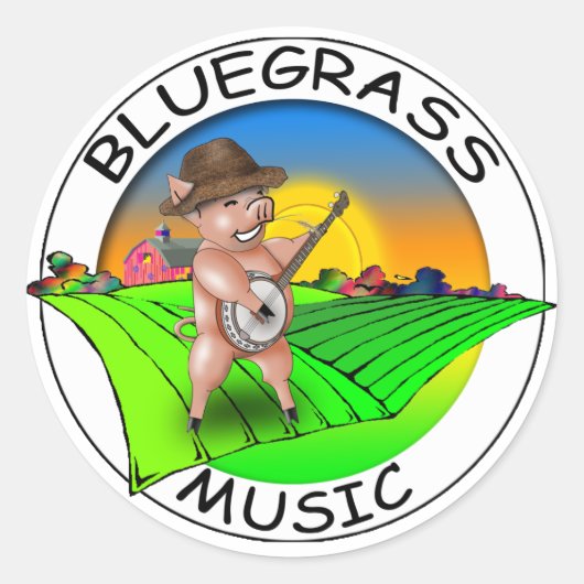 Bluegrass muziek ronde sticker (Voorkant)