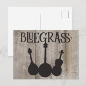 Bluegrass muziekinstrumenten op rustiek hout briefkaart (Voorkant / Achterkant)