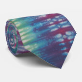 BlueGreen grote streep tie dye22 Stropdas (Opgerold)