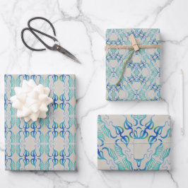 Bluegreen Wrapping Paper Flat Sheet Set van 3
