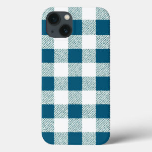 Blueish Green Gingham Check Patroon iPhone 13 Hoesje