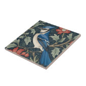 Bluejay Bird William Morris stijl Left Blue Jay Tegeltje (Zijkant)