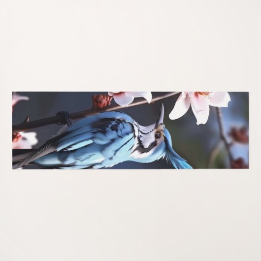 Bluejay en Bloemen Custom Yogamat (Achterkant (horizontaal))