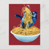 Bluejay eten Spaghetti Briefkaart (Voorkant)
