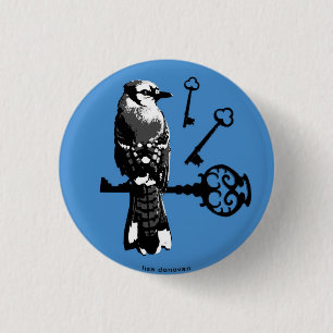 Bluejay met Keys Ronde Button 3,2 Cm
