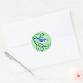 Bluejay op Tree Branch Ronde Sticker (Envelop)