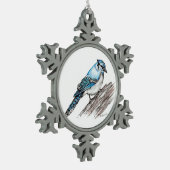 Bluejay Tin Sneeuwvlok Ornament (Links)