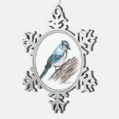 Bluejay Tin Sneeuwvlok Ornament (Rechts)