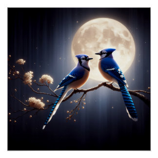 Bluejay Whisper – Tranquil Forest Songbird Art Perfect Poster