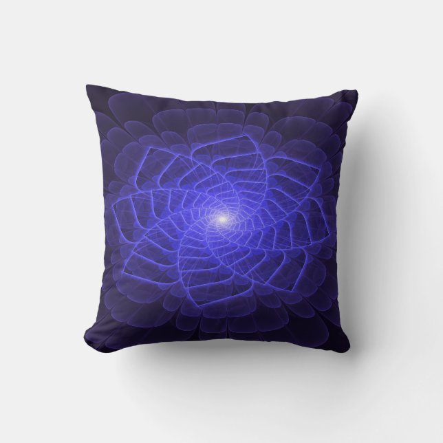 BlueLotus Fractal Flower Throw Pillow Kussen (Voorkant)