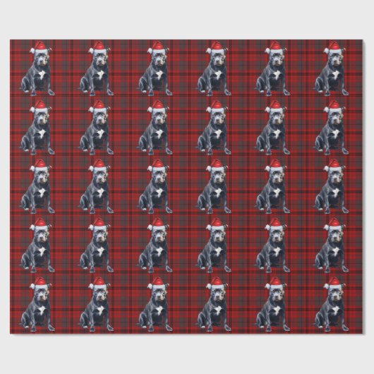 Bluenose PitBull Dog Holiday Plaid Kerstmis Cadeaupapier (Vlak)