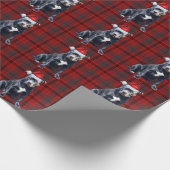 Bluenose PitBull Dog Holiday Plaid Kerstmis Cadeaupapier (Hoek)