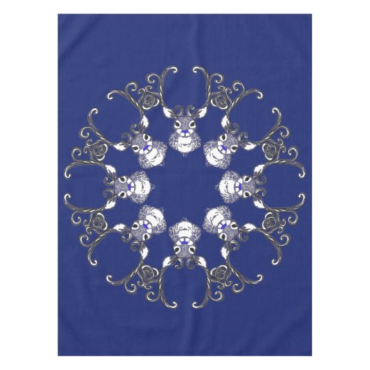 Bluenoser Blue Reindeer sneeuwflake tablecloth Tafelkleed (Voorkant)