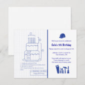 Blueprint Birthday Invitation Kaart (Voorkant / Achterkant)