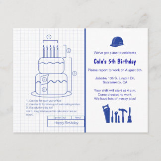 Blueprint Birthday Invitation Kaart