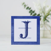 Blueprint J Monogrammed Wedding Invitations Kaart (Staand voorkant)