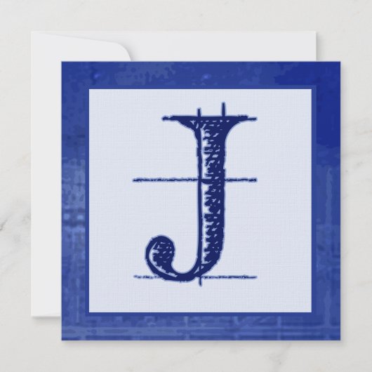 Blueprint J Monogrammed Wedding Invitations Kaart (Voorkant)