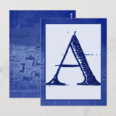 Blueprint Letter "A" Typography Banner Card Briefkaart (Voorkant / Achterkant)