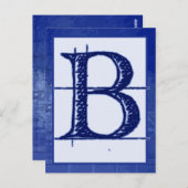 Blueprint Letter "B" Typography Banner Card Briefkaart (Voorkant / Achterkant)