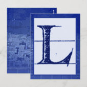 Blueprint Letter "L" Typography Banner Card Briefkaart (Voorkant / Achterkant)