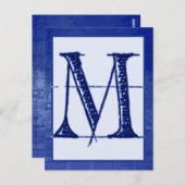 Blueprint Letter "M" Typography Banner Card Briefkaart (Voorkant / Achterkant)