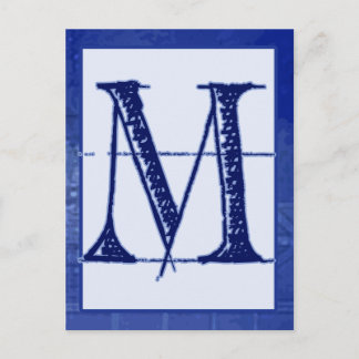 Blueprint Letter "M" Typography Banner Card Briefkaart