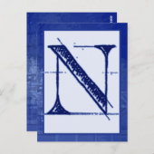 Blueprint Letter "N" Typografie Banner Kaart (Voorkant / Achterkant)