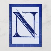 Blueprint Letter "N" Typografie Banner Kaart (Voorkant)