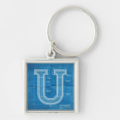 Blueprint Monogram Letter U Sleutelhanger (Voorkant)