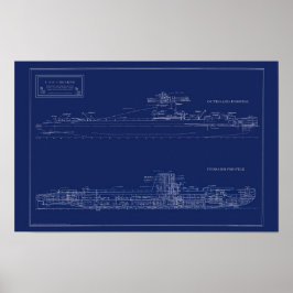 Blueprint of Submarine U.S.S. Croaker Poster