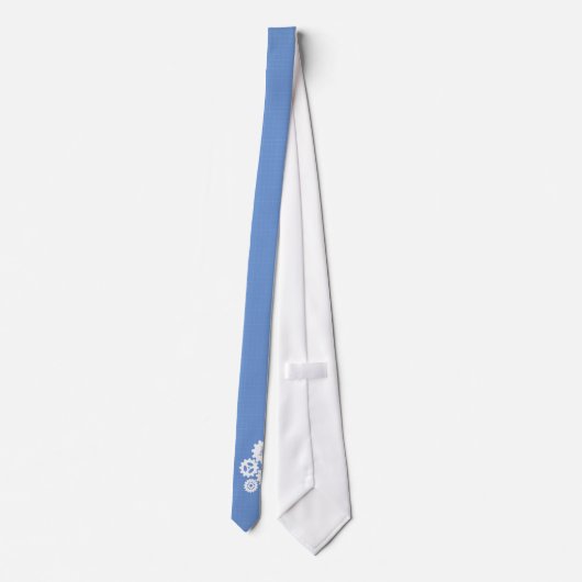 Blueprint Style Engineer Monogram Skyblue Stropdas (Achterkant)