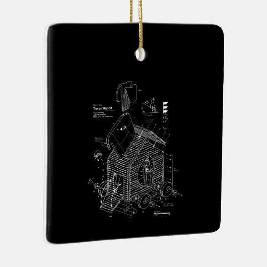 Blueprint Trojan Horse Rabbit Funny Keramisch Ornament (Rechts)