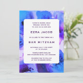 BluePurpl Waterverf Custom QRCode Bar/Bat Mitswa Kaart (Staand voorkant)