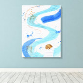 Blues 030 Abstract Waterverf Texture Canvas Afdruk (Insitu (Houten vloer))