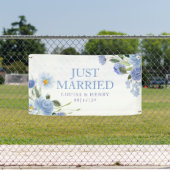 Blues 2 Flowers Just Married Car Banner (Insitu)