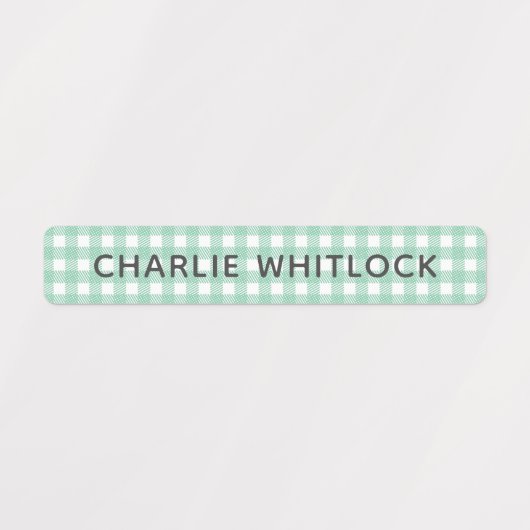 Blues and Greens Gingham Plaid Basisschool Labels (Design 1)