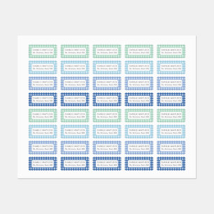 Blues and Greens Gingham Plaid Basisschool Labels