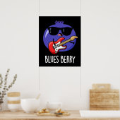 Blues Berry Grappig Fruit Pun Dark BG Poster (Keuken)