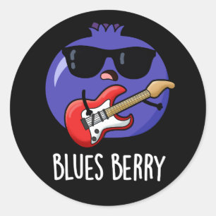 Blues Berry Grappig Fruit Pun Dark BG Ronde Sticker