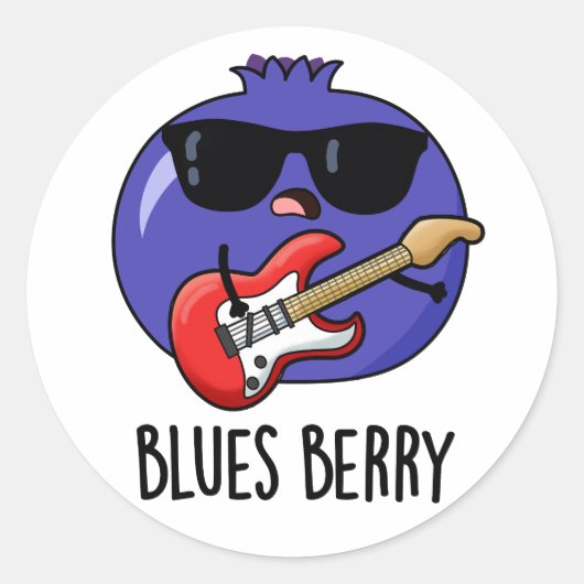 Blues Berry Grappige Fruit Pun Ronde Sticker (Voorkant)